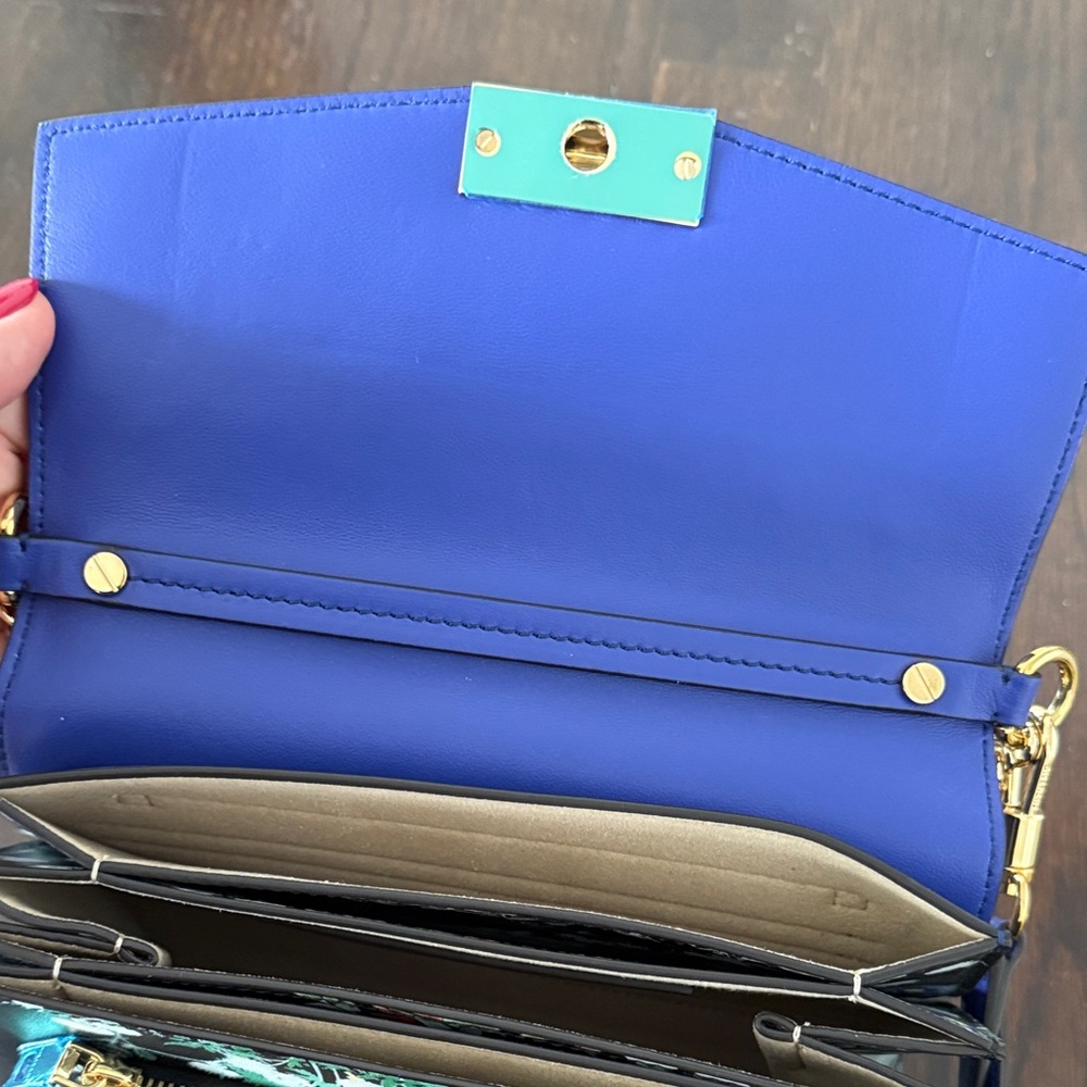 Givenchy Blue Floral Crossbody Bag with Gold Chain New - Picture 13 of 13
